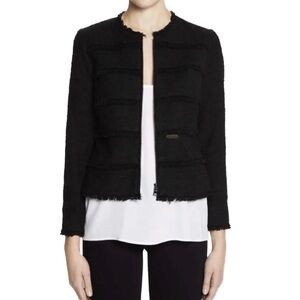 Rebecca Taylor Textured Fringe Tweed Lady Jacket
